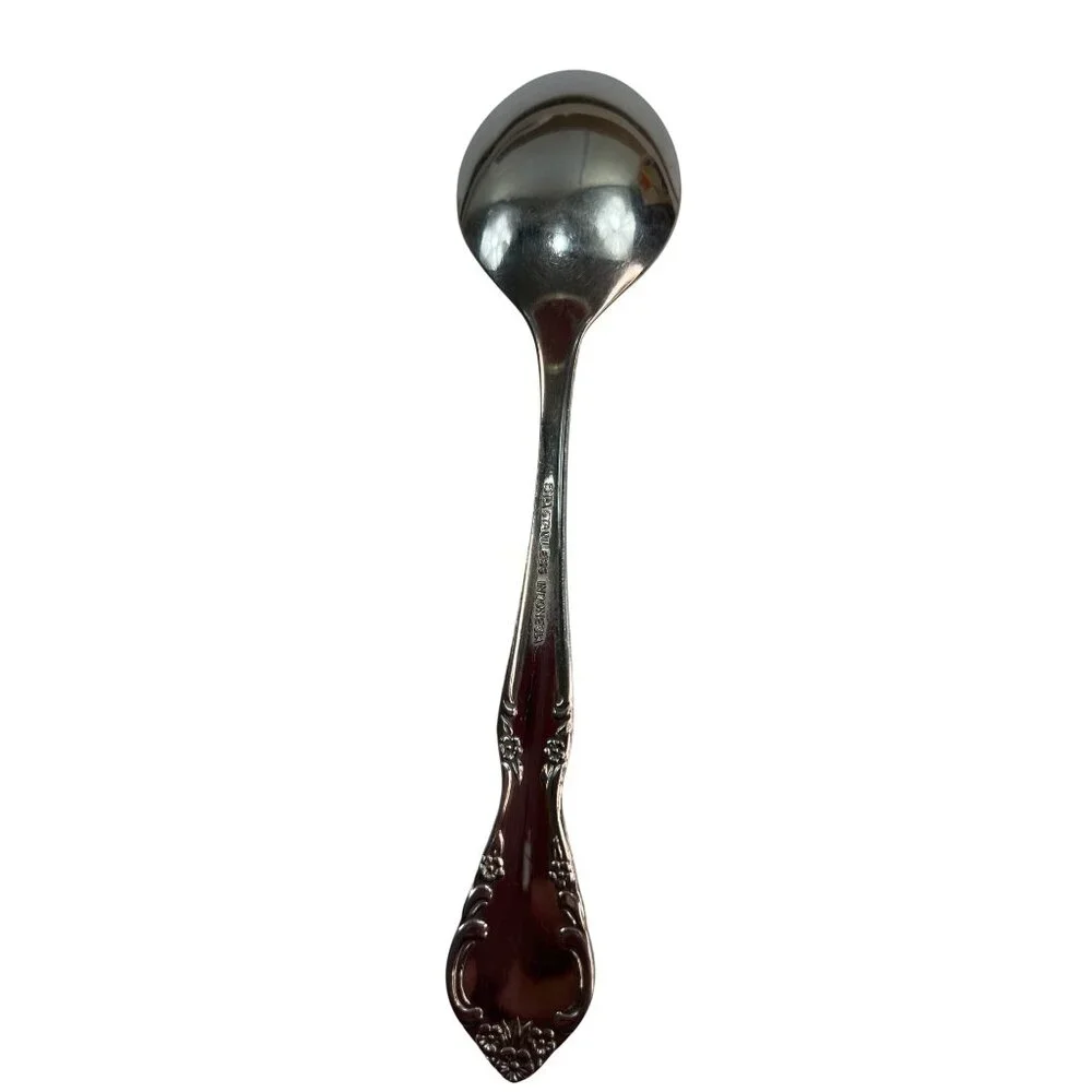 Vintage Floral Stainless Steel Spoon 18/8 Estia Indonesia B2
